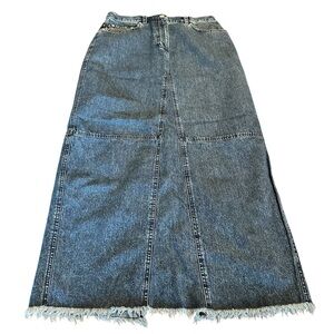 Lauren Jeans Co. Ralph Lauren Denim Maxi Skirt with Frayed Hem Size 8